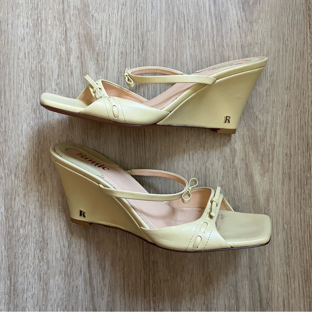 Rouje Paris Eve Wedge Mules Nappa Butter Yellow Size 37 - Picture 9 of 16